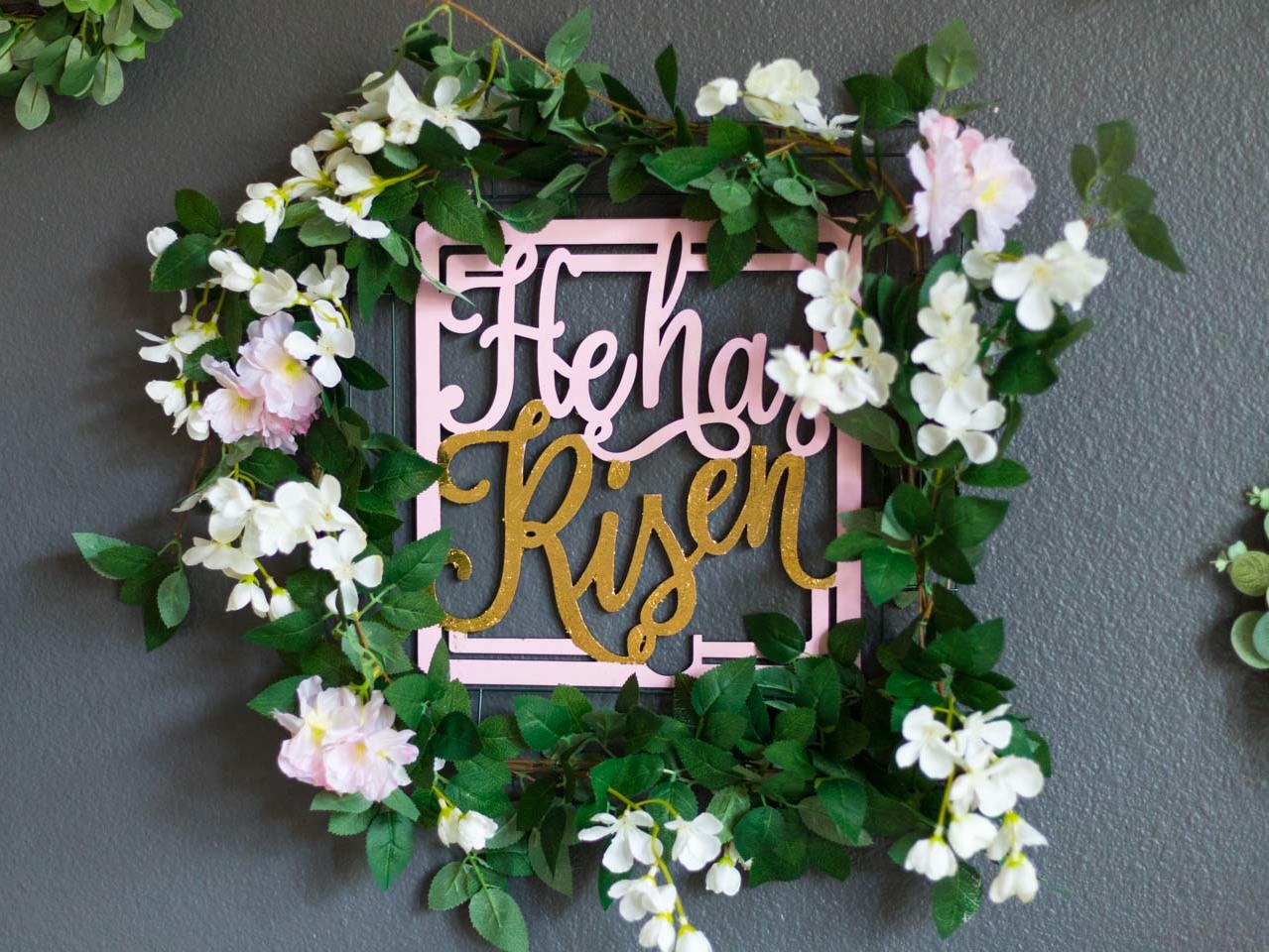 He Is Risen Sign He Is Risen Wreath Floral Wreath Wooden Wreath Easter Wreath Front Door Wreath Easter Wooden Easter Decor