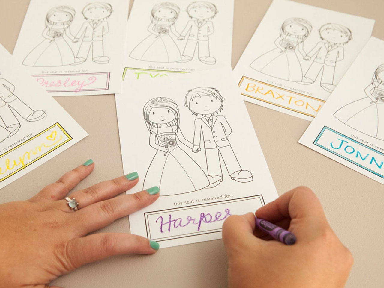 Diy Kids Table Clipboard Colorable Seating Cards 