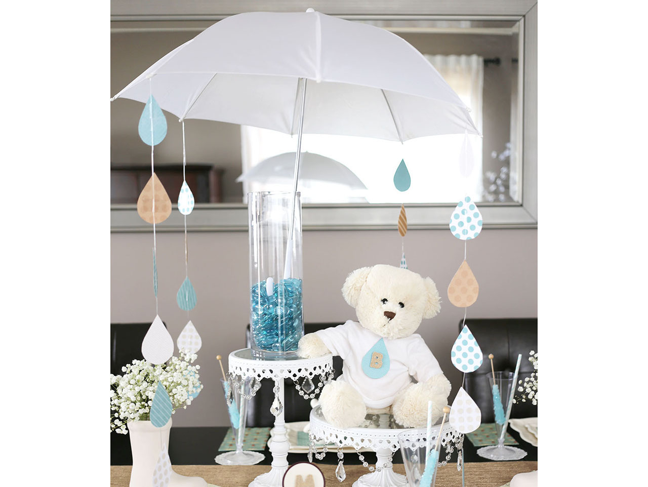 Raindrop Umbrella Baby Shower Centerpiece Project 