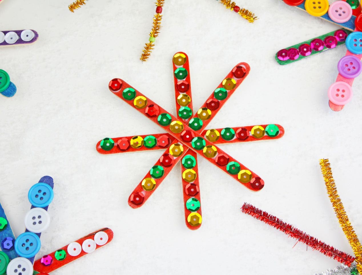 Christmas Craft - Popsicle Stick Snowflake - Popsicle Stick Craft 