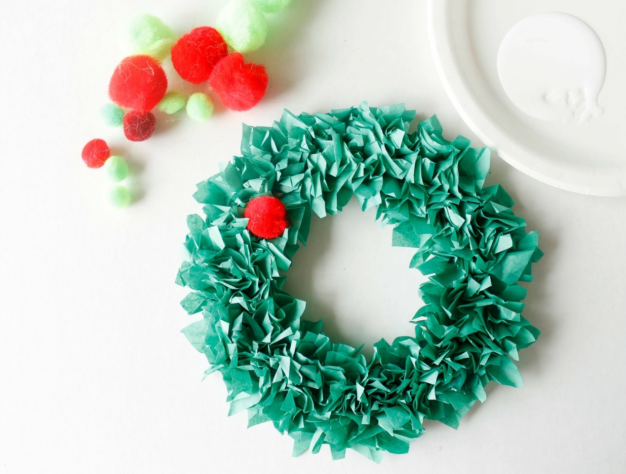 Simple Tissue Paper Christmas Wreath - Mama.Papa.Bubba.