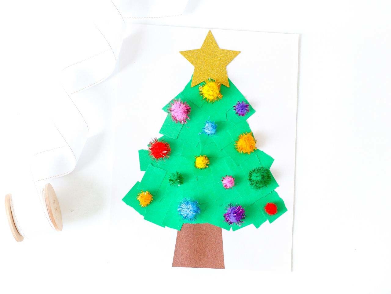 Torn Paper Christmas Tree Kids Craft Fun365