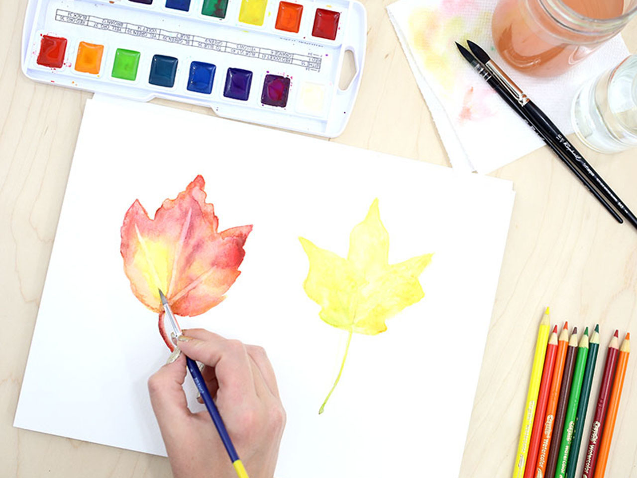 How to Watercolor Paint Easy Fall Leaves - For Beginners and Kids