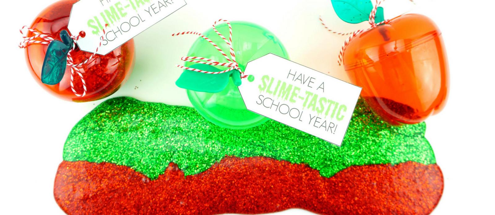 Back to School Glittery Apple Slime