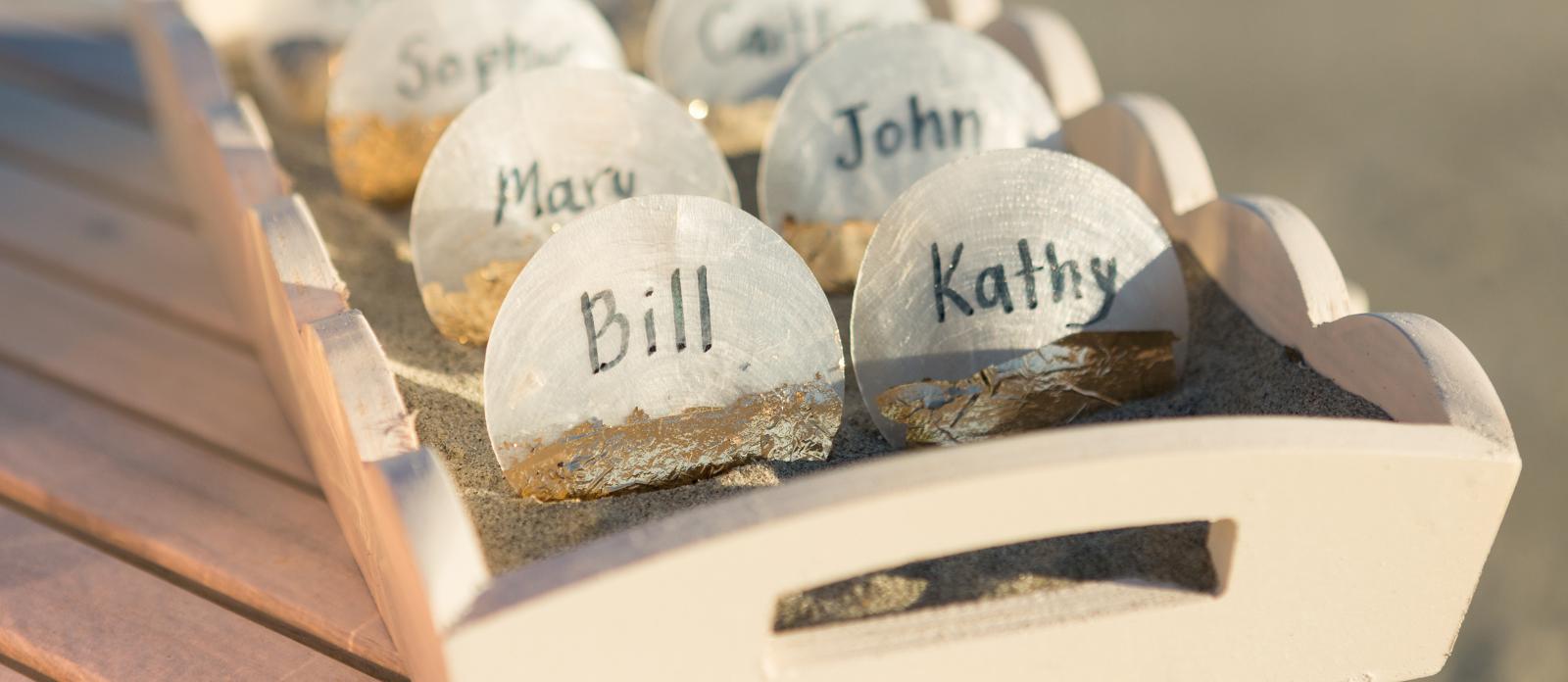 Seashell Wedding Place Cards and Display