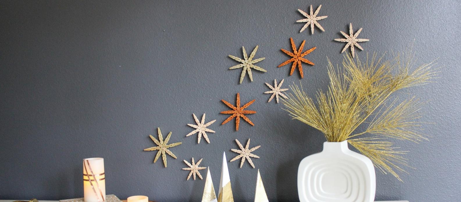 DIY Clothespin Snowflake Wall Decor | Fun365