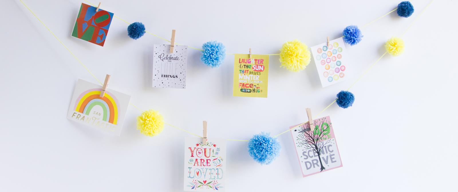 DIY Pom Pom and Clothespin Garland