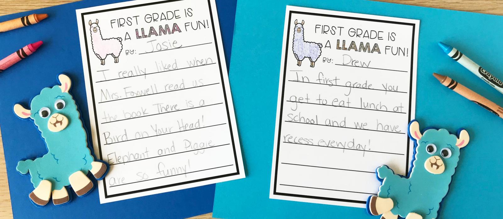 Llama Back to School Writing Craft