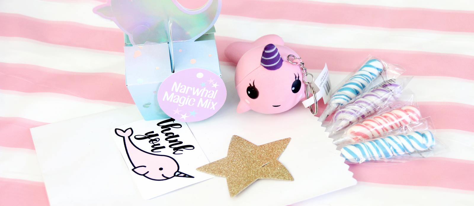 Narwhal Stickers x 5 Whale Stickers Narwhal Birthday Party Favours Loot Idea
