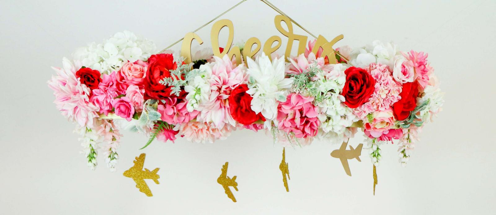 DIY Floral and Plane Wedding Chandelier