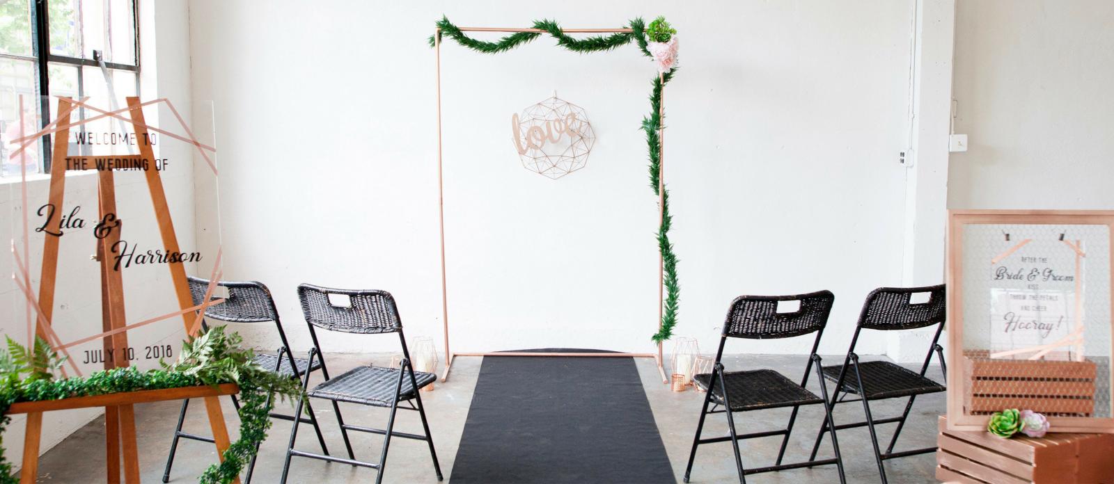 Copper & Greenery Industrial Style Wedding Arch 